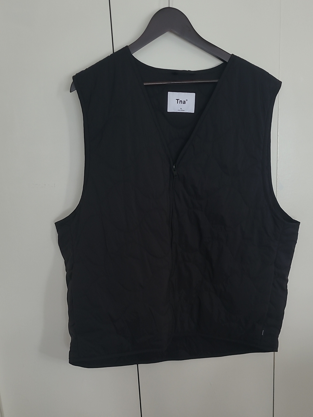 TNA Black Quilted V-Neck Zip Vest